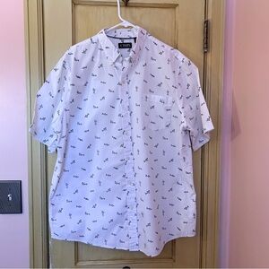 Chaps Shirt Fish Print Button Front Shirt XL Cotton